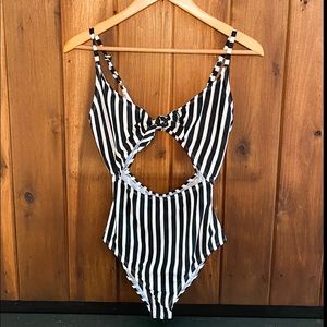 Black and white stripes bathing suit